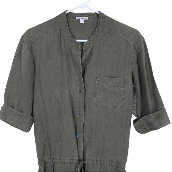 Standard James Perse Line Drop Waist Lagan Shirt Dress, Cuffed Sleeves, Button 1 - Picture 3 of 5